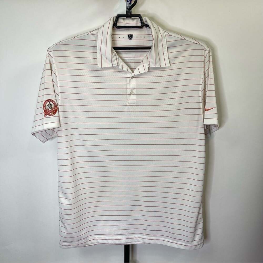 Nike Golf White Orange Striped Short Sleeve Polo Shirt Size XL Men’s